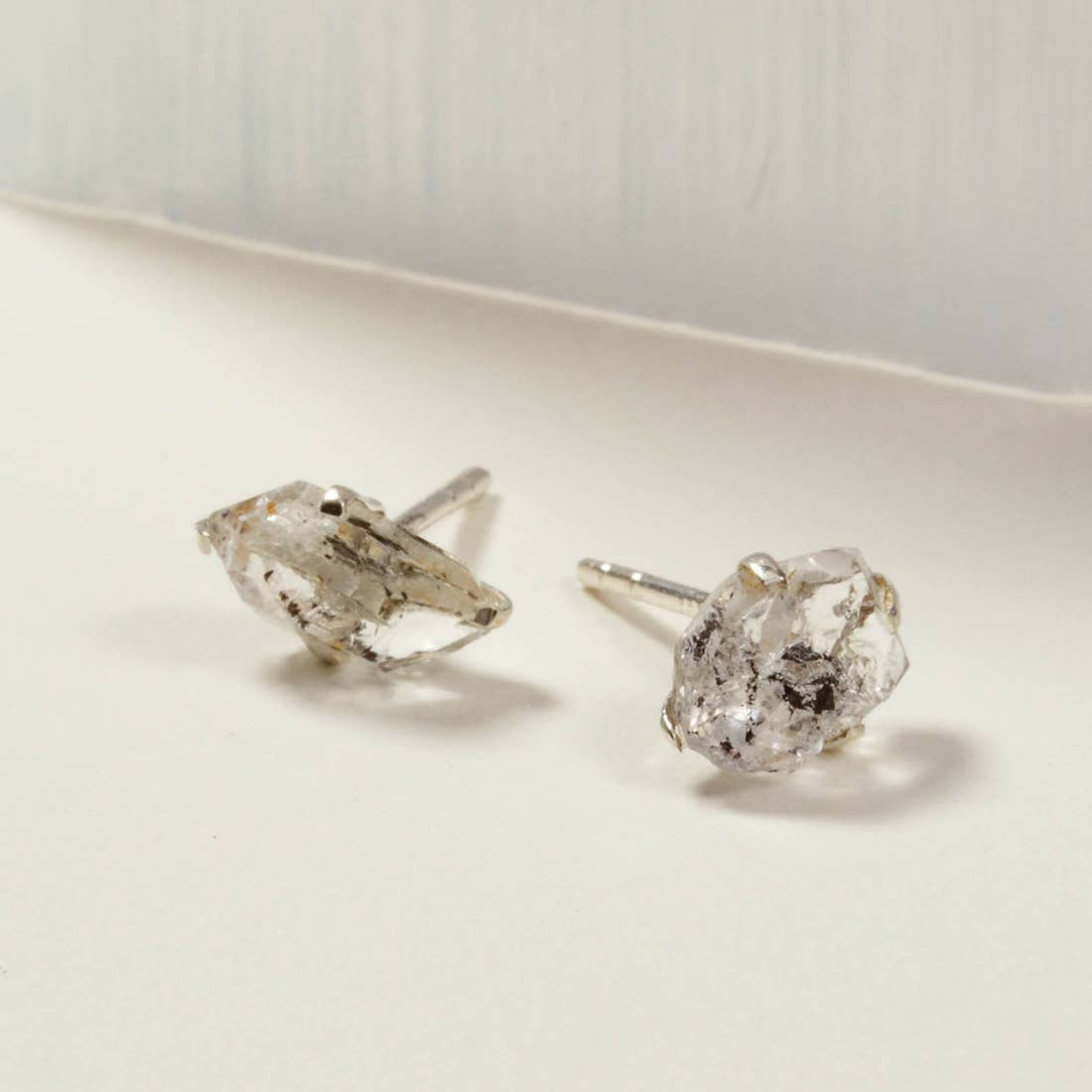 Raw Beauty Post Earrings-  Herkimer Quartz