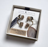 Cosmic Front-to-Back Post Earrings- Rose Gold Druzy Quartz