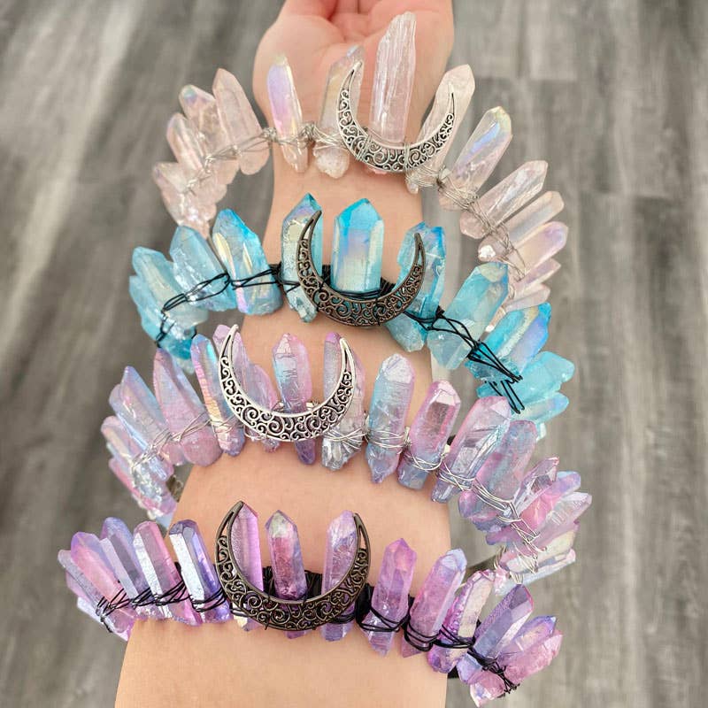 AURA | Crystal Quartz Crown with Moon