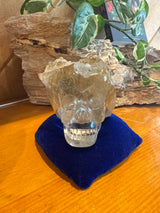 Rutilated Quartz Skull with Tourmaline