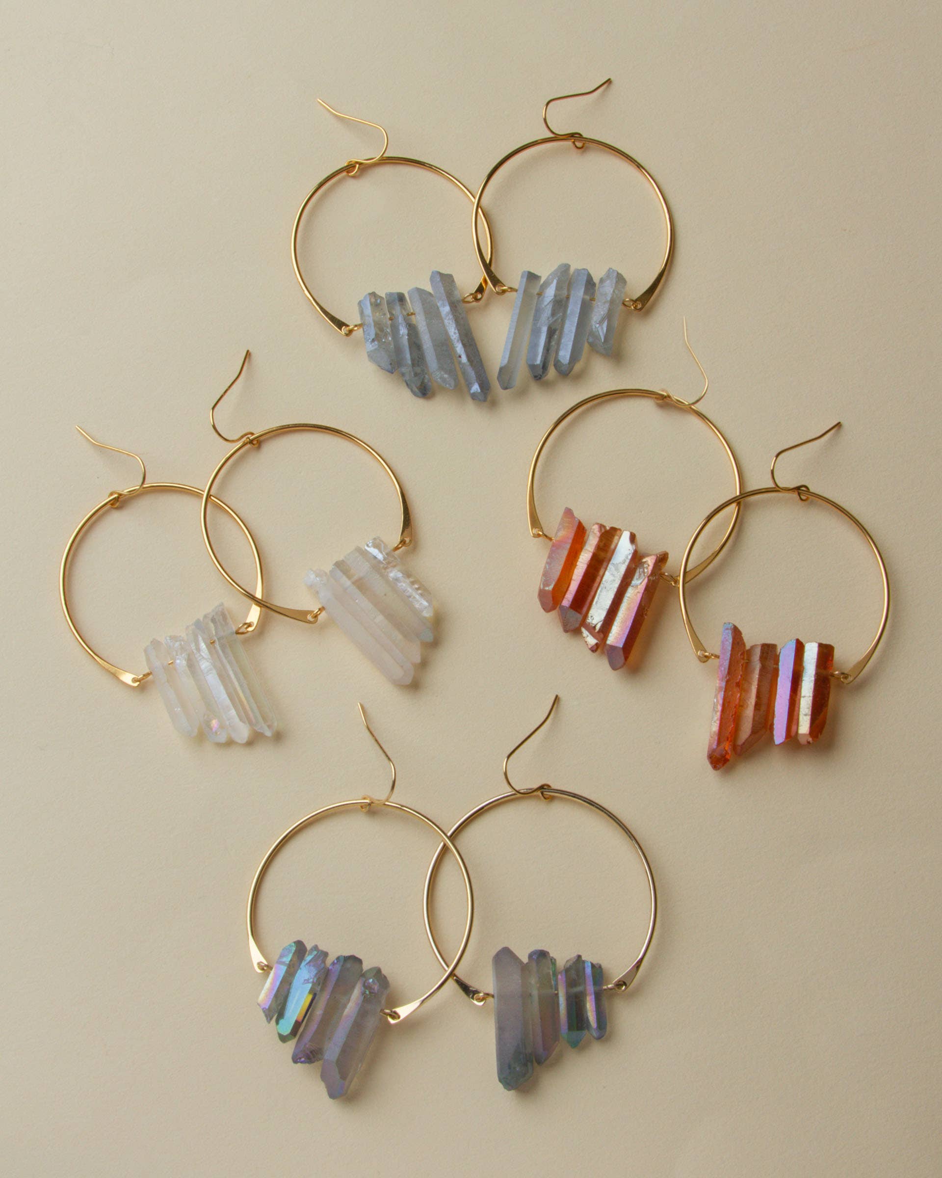Super Nova Earrings | Peach Quartz Statement Fish Hook