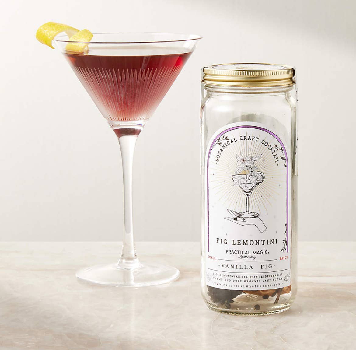 Fig Lemontini Craft Cocktail Infusion Drink Kit -Glass Jar