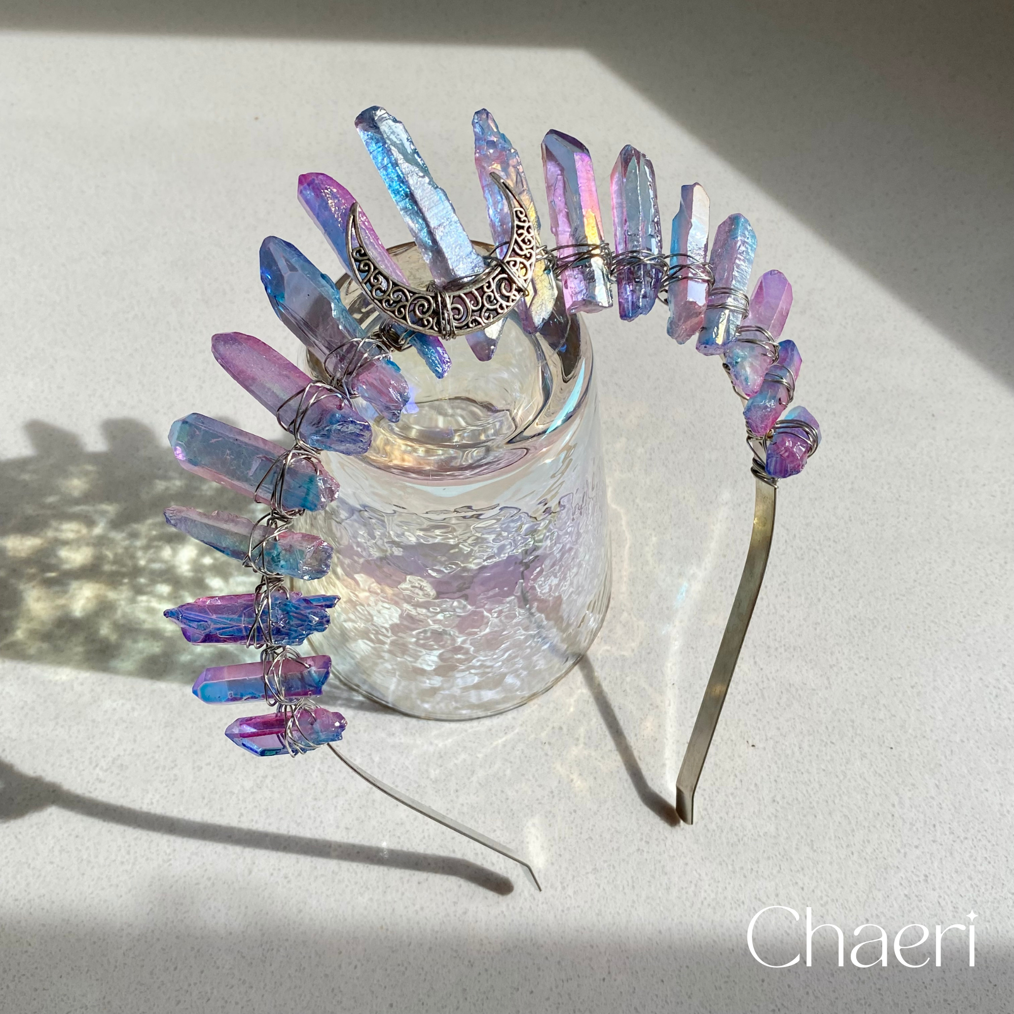 AURA | Crystal Quartz Crown with Moon