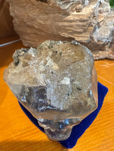 Rutilated Quartz Skull with Tourmaline