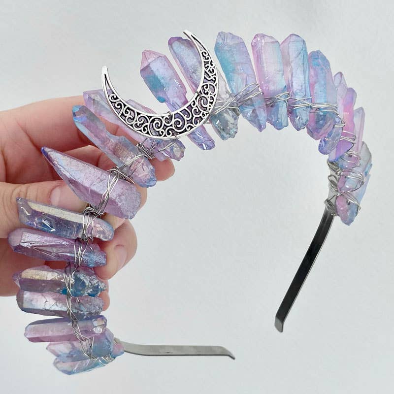 AURA | Crystal Quartz Crown with Moon