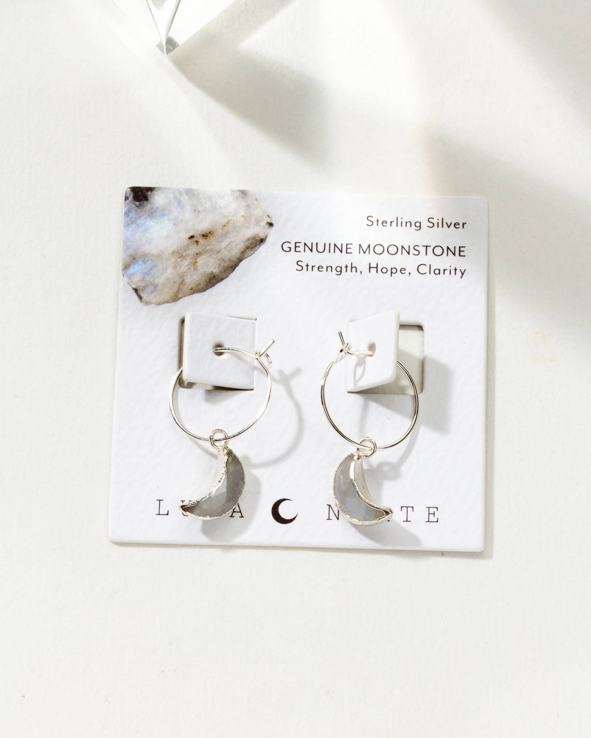 Sterling Silver Eclipse Hoop Earring- Moonstone
