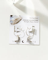 Sterling Silver Eclipse Hoop Earring- Moonstone