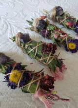 Amethyst, Sage, Rosemary, Lavender and Wild Flower Smudge Stick