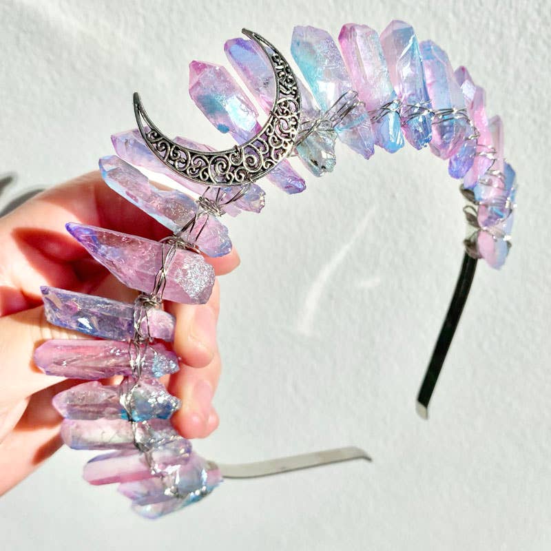 AURA | Crystal Quartz Crown with Moon