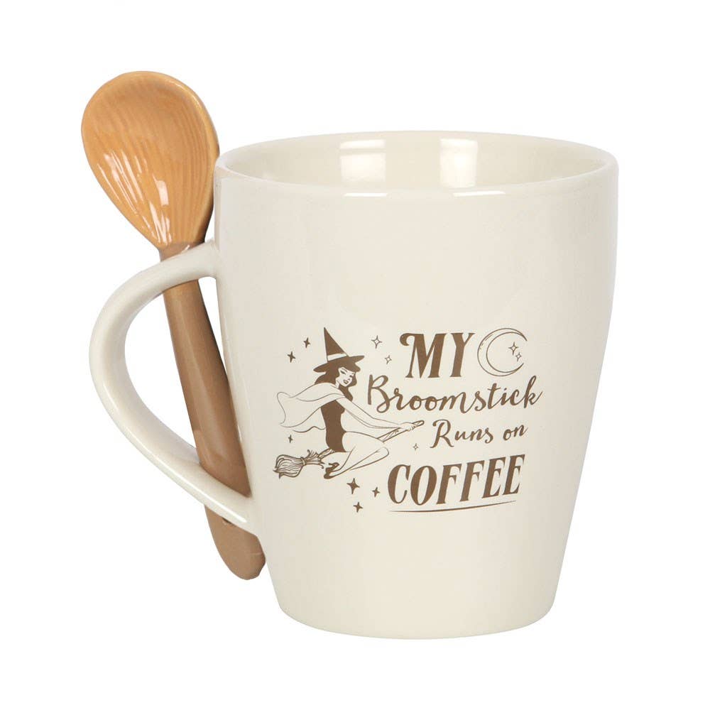 My Broomstick Runs on Coffee Mug & Spoon Halloween Set