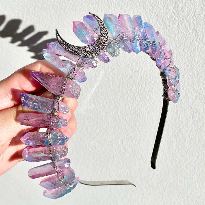 AURA | Crystal Quartz Crown with Moon