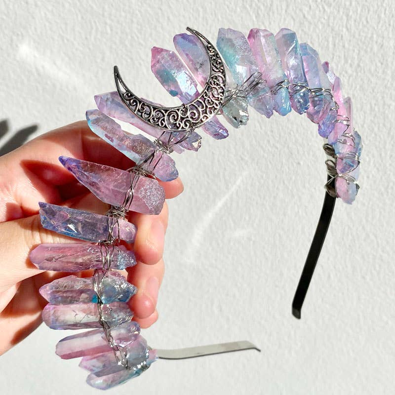 AURA | Crystal Quartz Crown with Moon