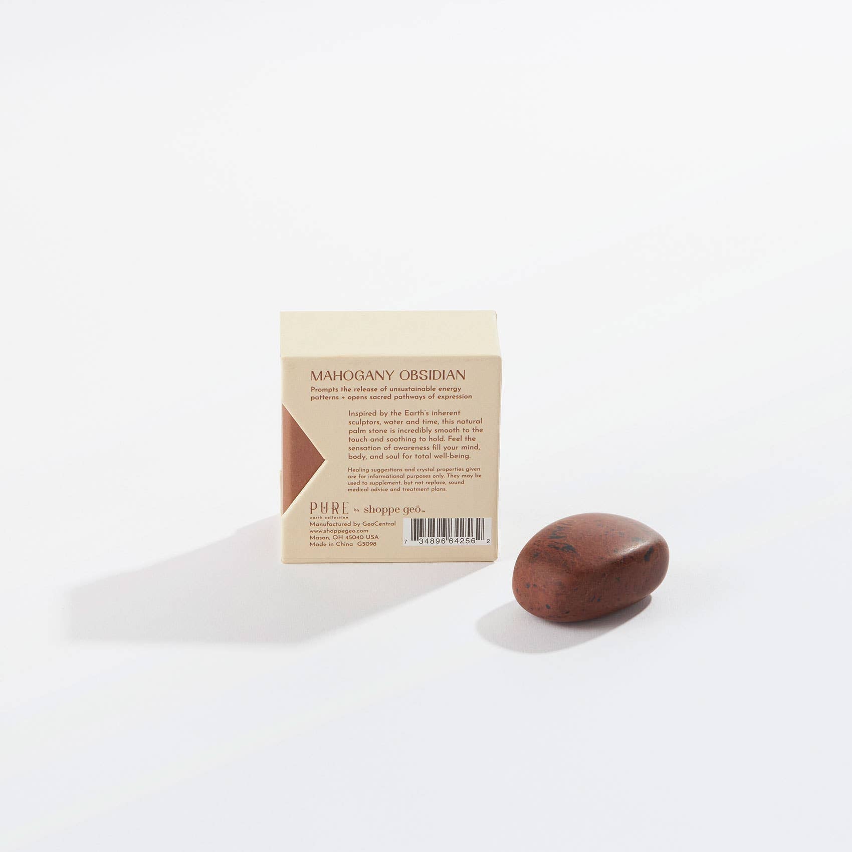 Palm Stone: Mahogany Obsidian - Plastic Free Packaging!