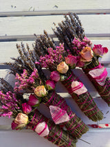 Rose Quartz, Rosemary, Sage, and Lavender Smudge Stick