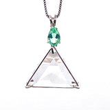 Clear Quartz Star of David w/Tibetan Green Obsidian Necklace- Paul Jensen Signature Collection
