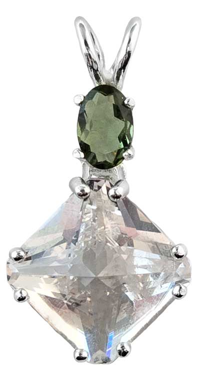 Danburite Mini Magician Stone™ with Oval Cut Moldavite