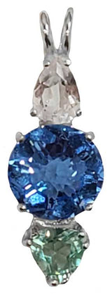 Siberian Blue Quartz Mini Radiant Heart™ with Danburite & Colombian Obsidian Necklace- Paul Jensen Signature Collection
