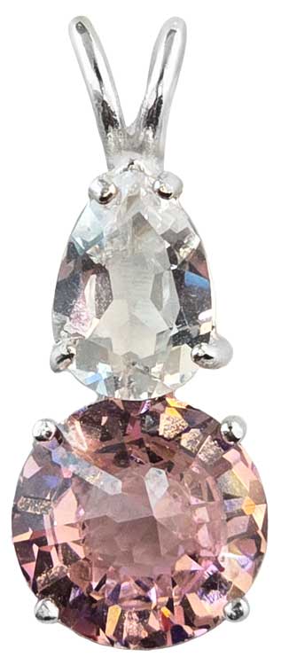 Pink Garnet Mini Radiant Heart™ with Pear Cut Danburite