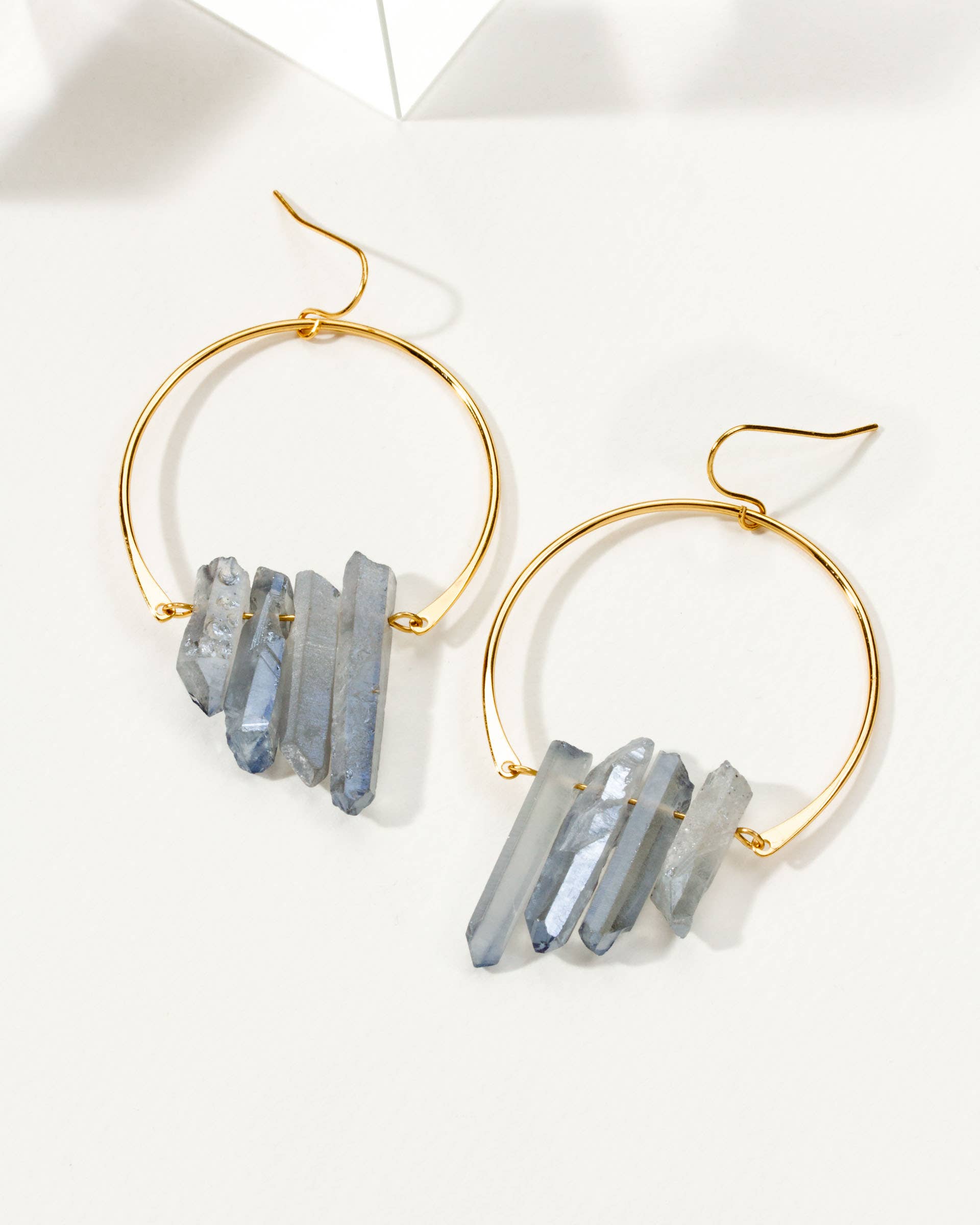 Super Nova Earrings | Ice Blue Quartz Statement Fish Hook