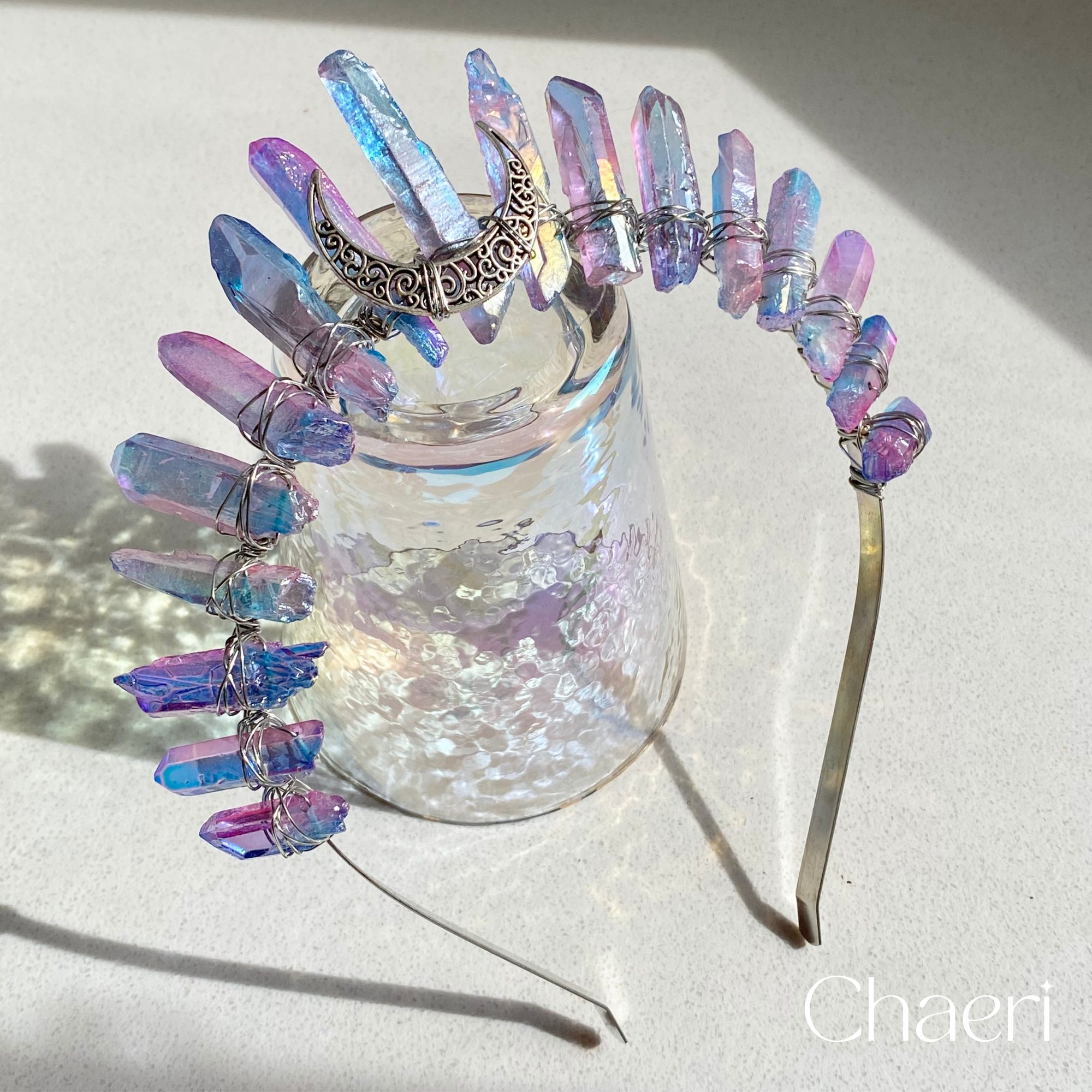 AURA | Crystal Quartz Crown with Moon