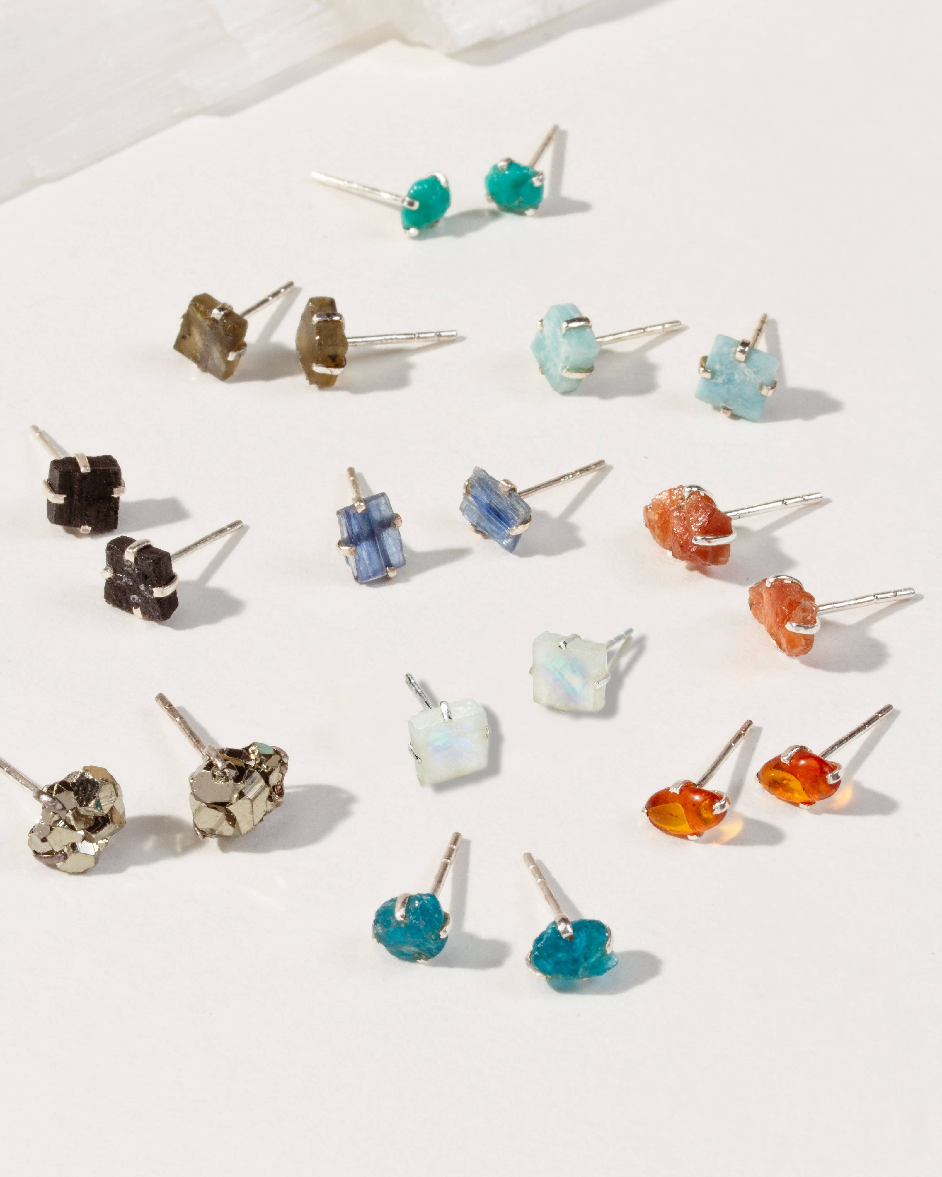 Raw Beauty Post Earrings- Sterling Silver - Pyrite