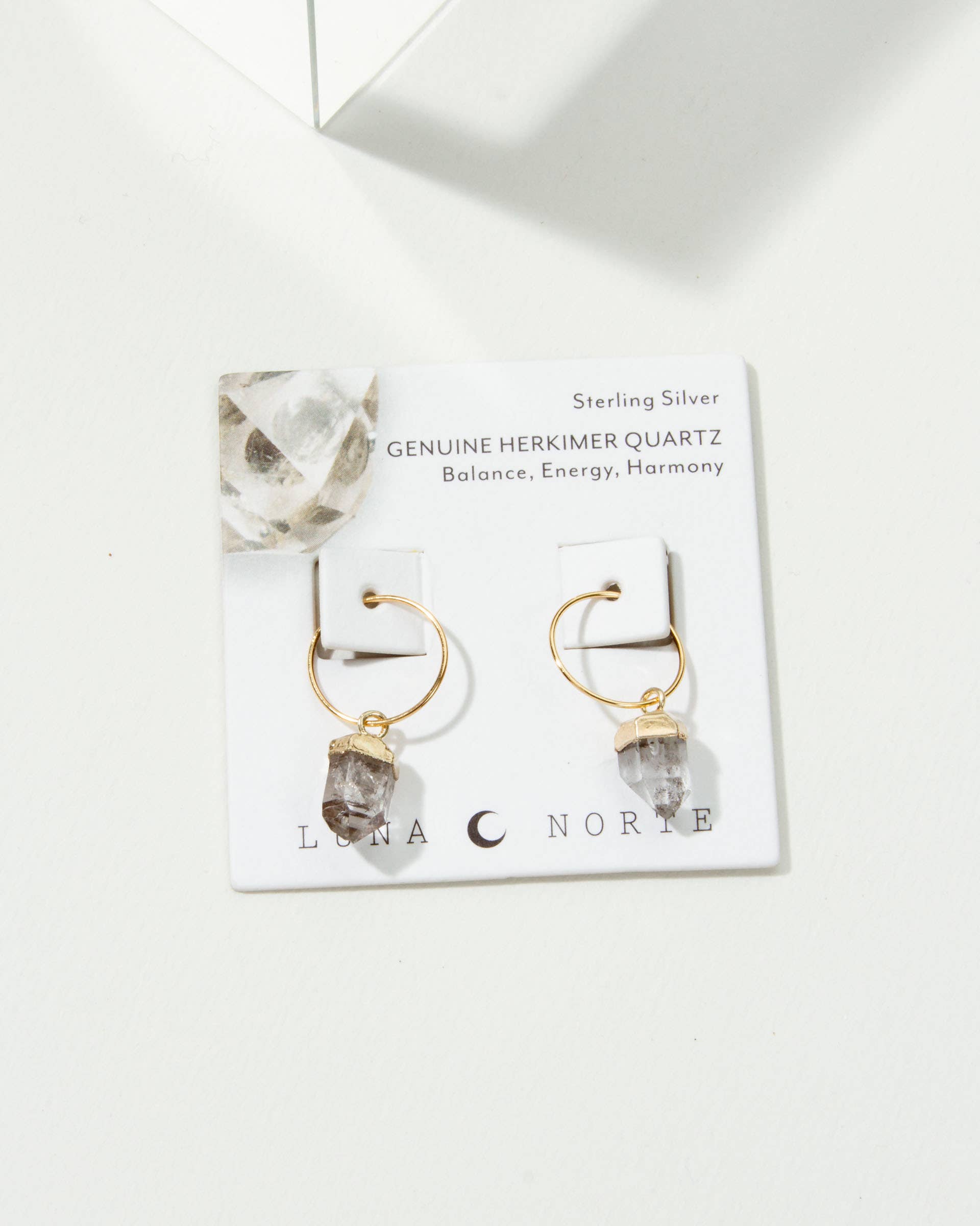 14kt Sterling Silver Herkimer Quartz Mini Hoops