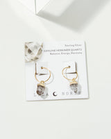 14kt Sterling Silver Herkimer Quartz Mini Hoops