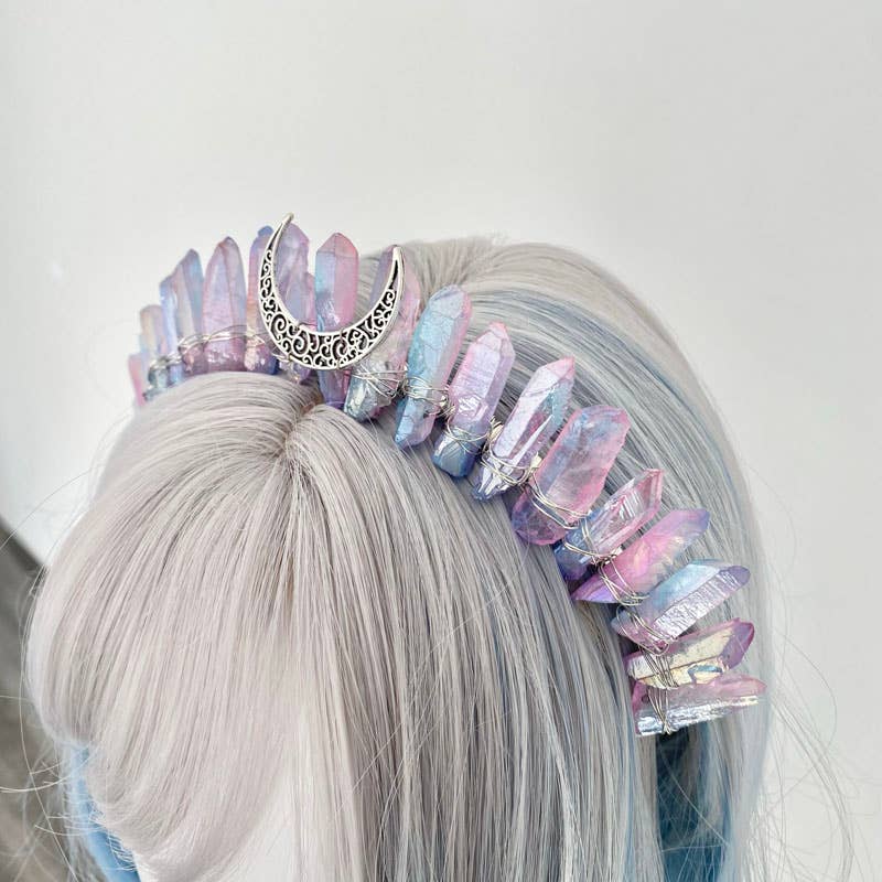 AURA | Crystal Quartz Crown with Moon