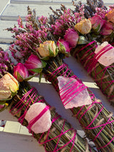 Rose Quartz, Rosemary, Sage, and Lavender Smudge Stick