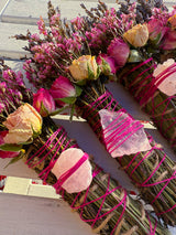 Rose Quartz, Rosemary, Sage, and Lavender Smudge Stick