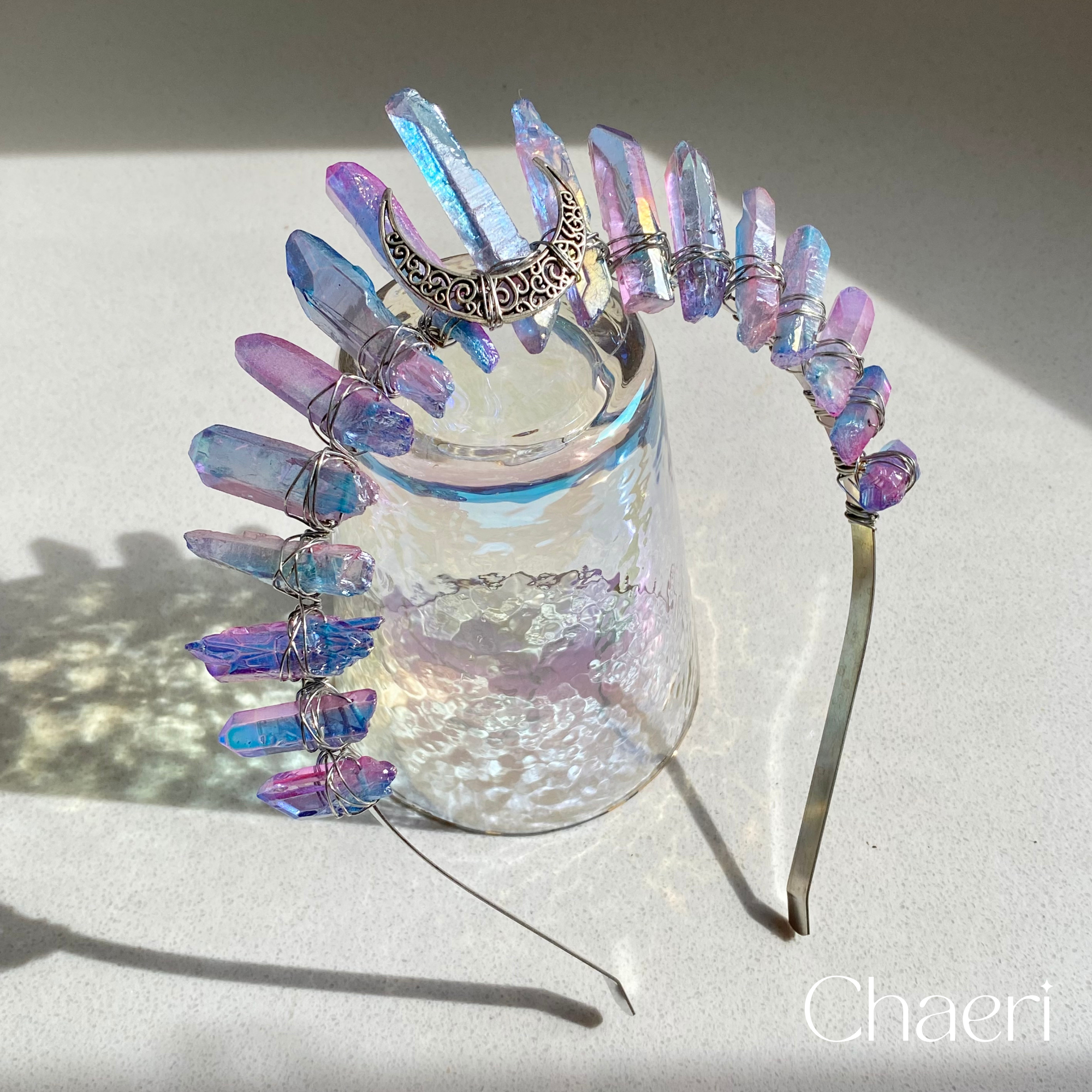 AURA | Crystal Quartz Crown with Moon