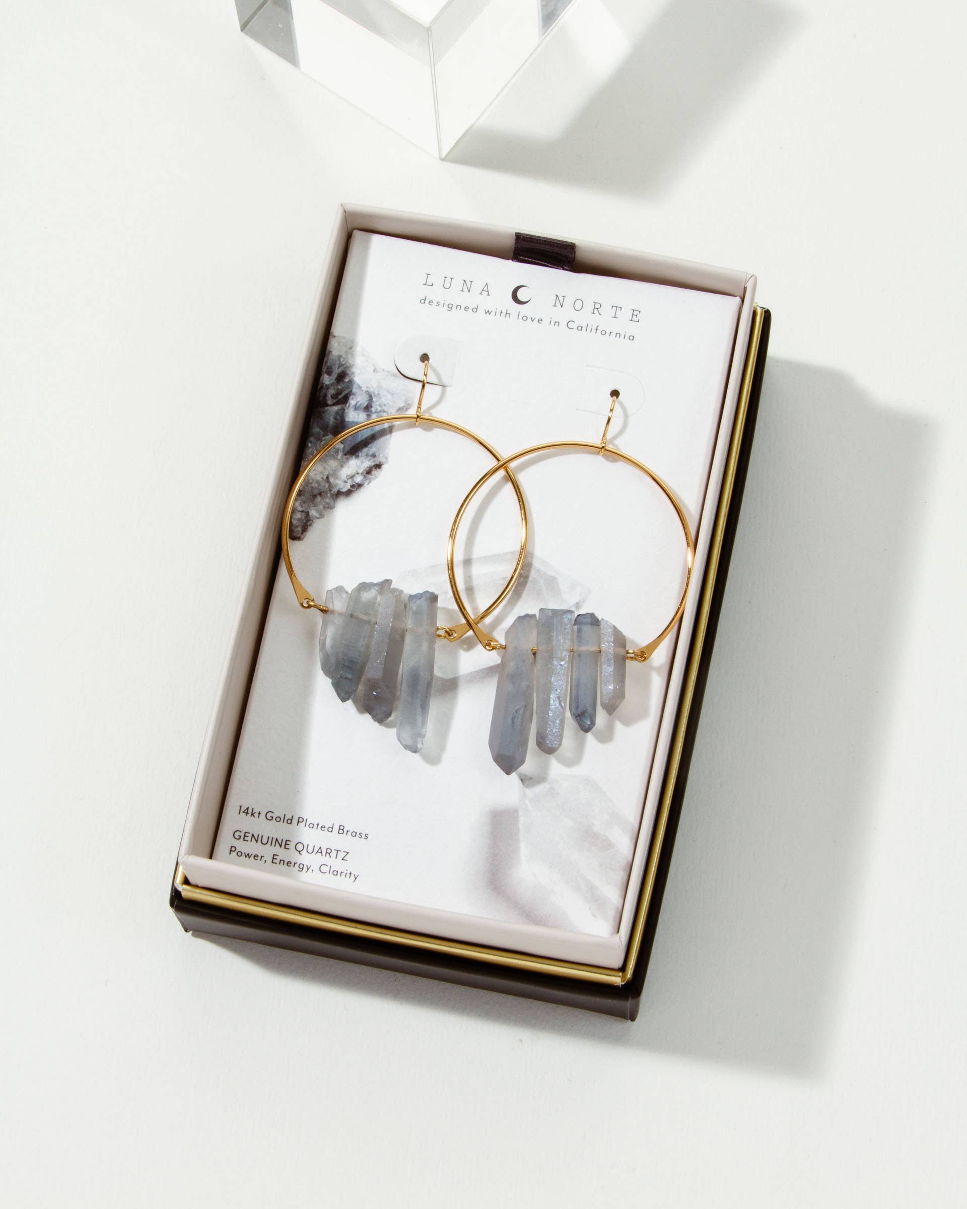 Super Nova Earrings | Ice Blue Quartz Statement Fish Hook