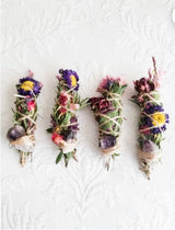 Amethyst, Sage, Rosemary, Lavender and Wild Flower Smudge Stick