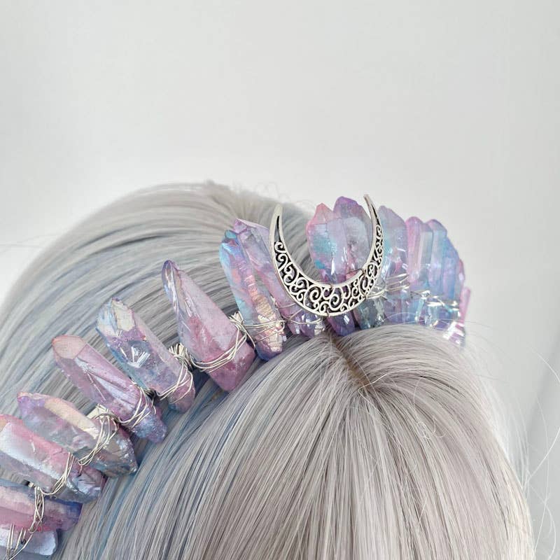 AURA | Crystal Quartz Crown with Moon